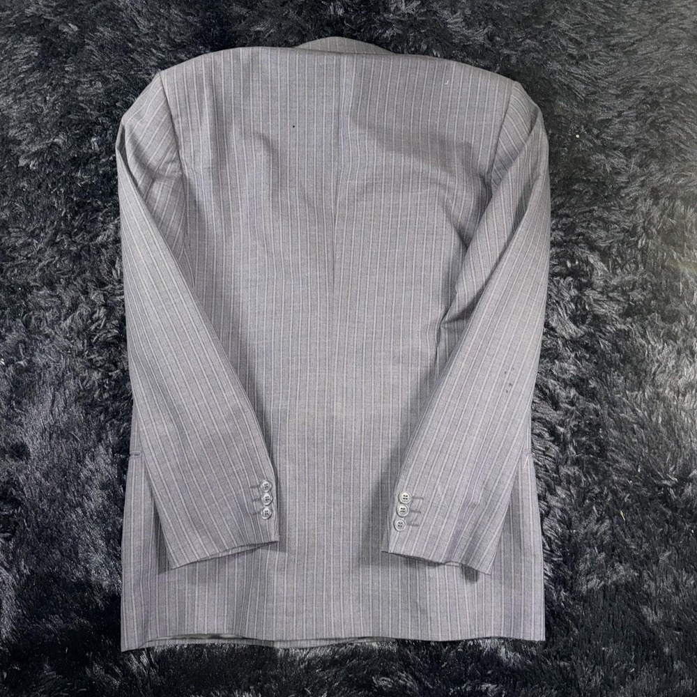 Ungaro Uomo Blazer Mens 44L Gray Pinstripe Wool Double Breasted Made Italy - Picture 11 of 13